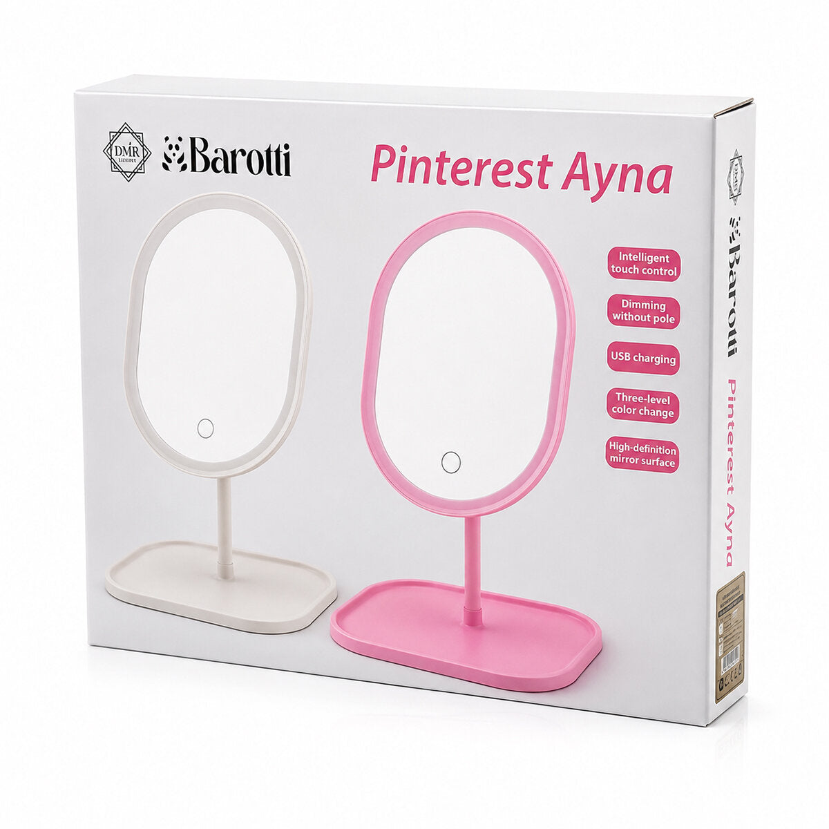 YUVARLAK- DÜZ KENAR 7 İNÇ LEDLİ - USB ŞARJLI MAKYAJ AYNASI 90°TAKILIKLI AYAKR.PLS 17.5CM (5643)