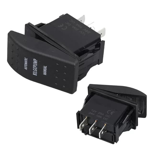 Powermaster sintine Pompa Sembollü Işıksız Yaylı 3 Pinli On-off 12-24v Marin Switch