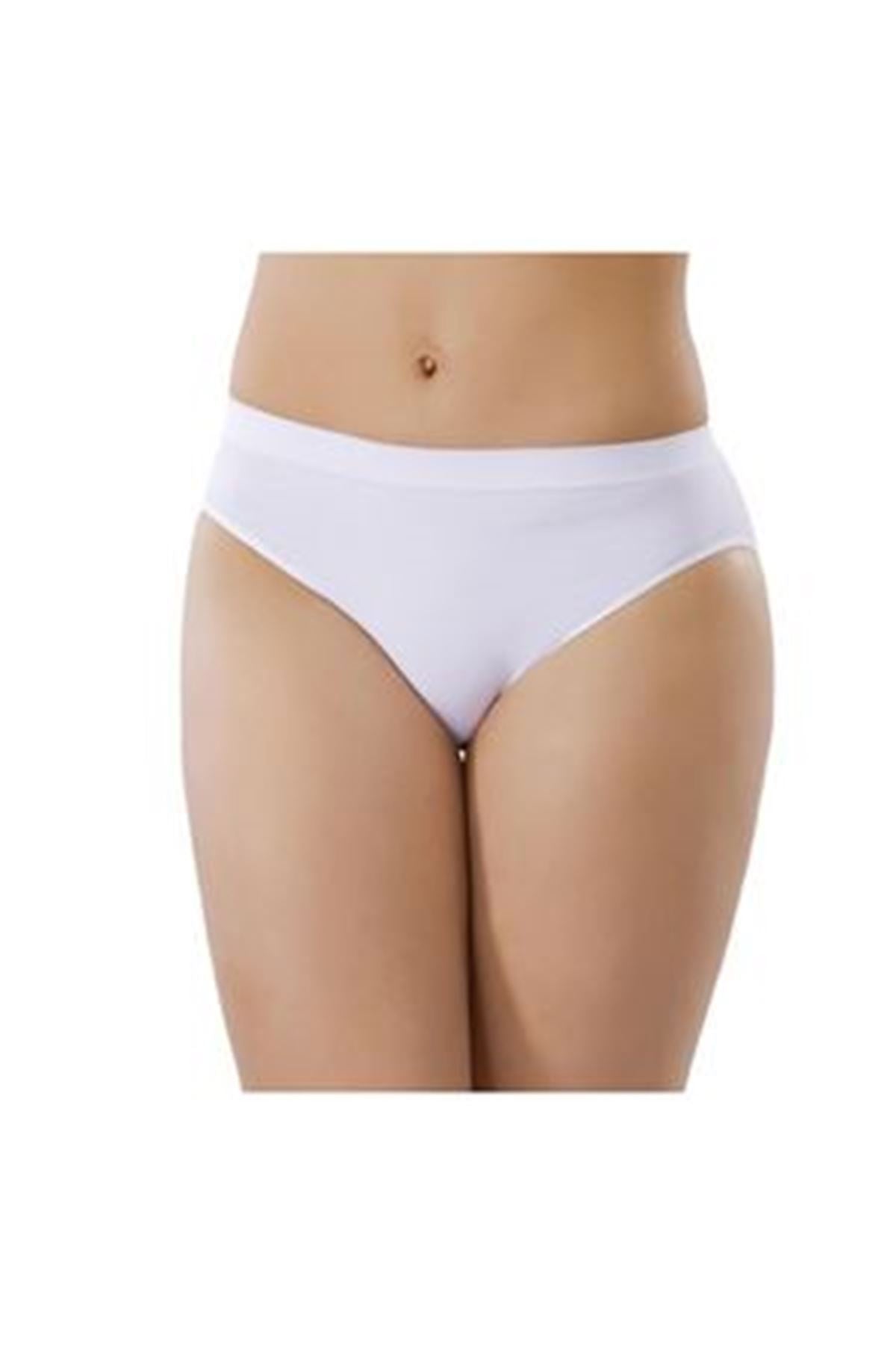 Beyaz Kadın Dikişsiz Külot Korse - Renkli / XL