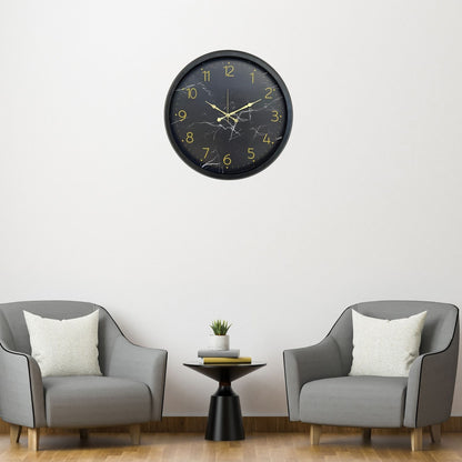 Siyah Mermer Desenli 52 x 52 Cm Duvar Saati