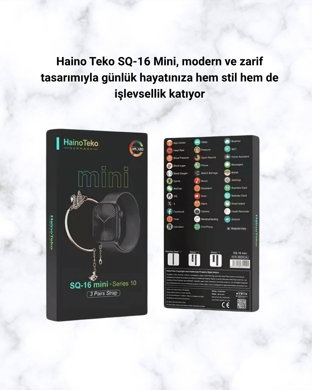 Mini Series 10 Akıllı Saat | 3 Kordon + Bileklik Hediyeli, Tüm Telefonlarla Uyumlu
