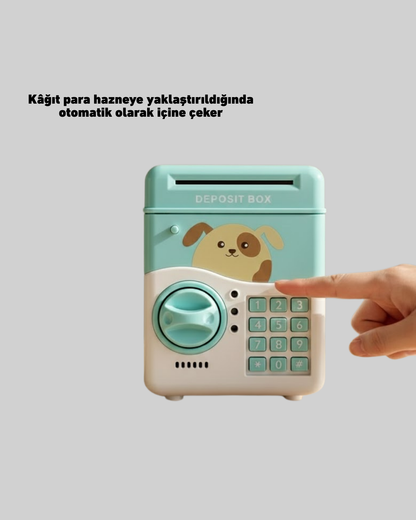 Su Yeşili Elektronik Şifreli ATM Tasarımlı Para Biriktirme Kumbarası