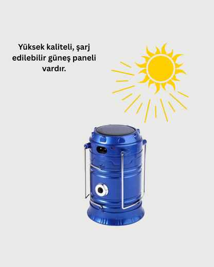 Katlanabilir USB Çıkışlı Kamp Feneri – Şarj Edilebilir, Dayanıklı ve Çok Fonksiyonlu
