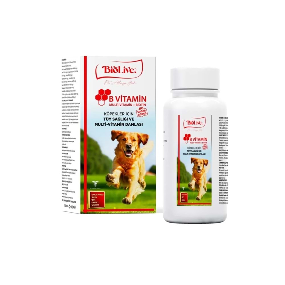 Biolive Köpekler İçin B min+Multimin Tüy Sağlığı Likit min 100ml