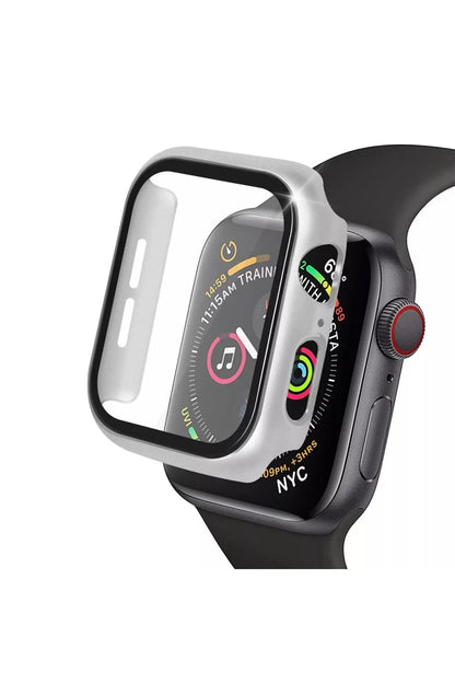 Apple Watch 41mm Camlı Kasa Ekran Koruyucu - Gümüş