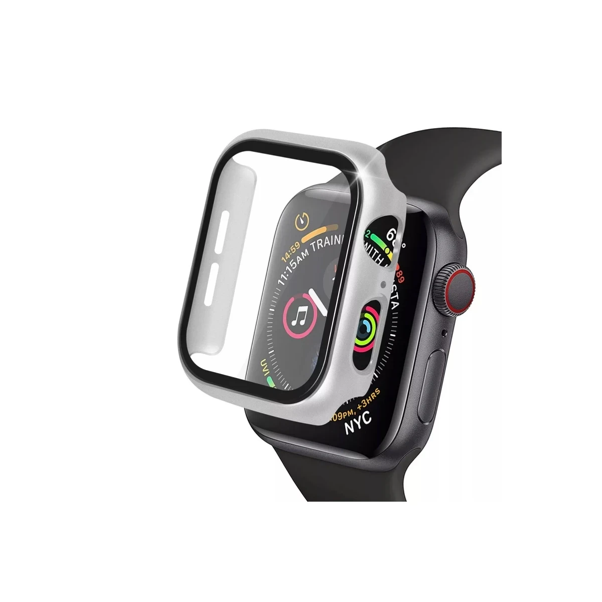 Apple Watch 41mm Camlı Kasa Ekran Koruyucu - Gümüş