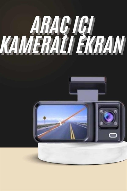 1080p Sürüş Kaydedici 2 İnç Araç Araba Ön İç Arka DVR IPS Ekran