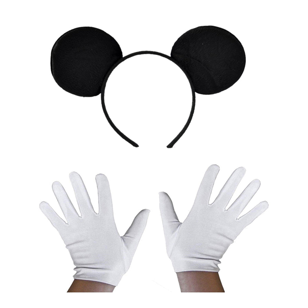 Siyah Mickey Mouse Tacı ve Beyaz Eldiven Seti (5643)