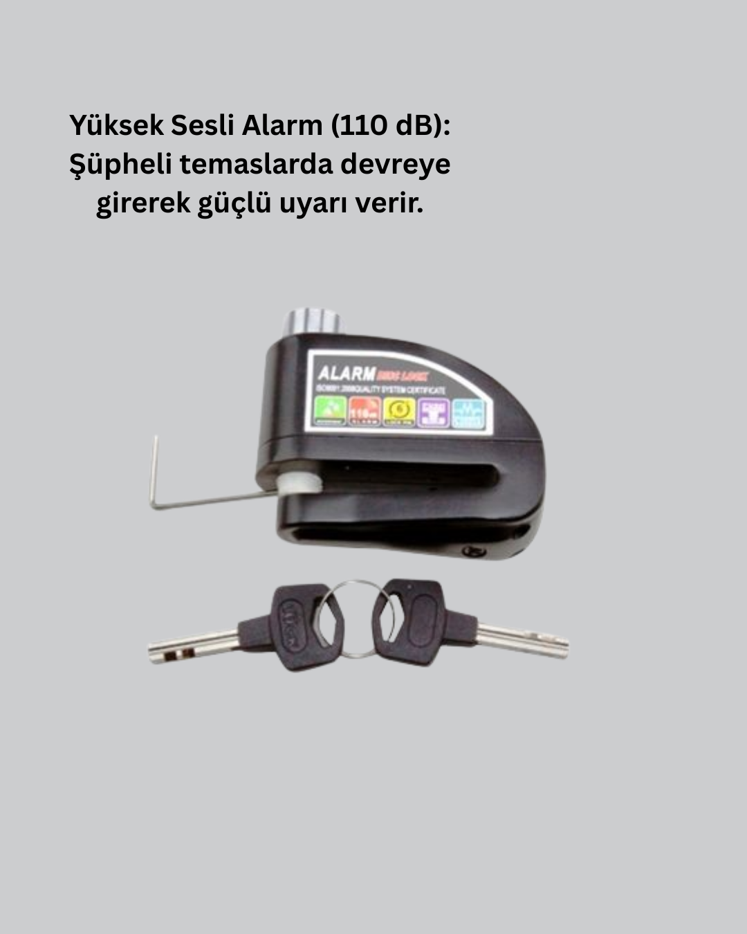 Çelik Gövdeli Alarm Disk Kilidi Motosiklet ve Bisiklet İçin Güvenlik Yeni Nesil