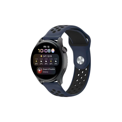 Watch 22mm Spor Delikli Kordon - Lacivert-Siyah