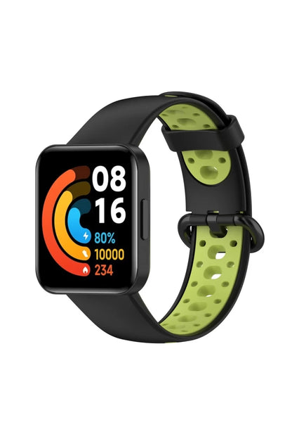 Xiaomi Redmi Watch 2 Spor Delikli Kordon - Siyah-Yeşil