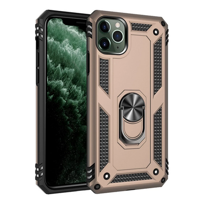 Apple iPhone 11 Pro Max Kılıf Sofya Yüzüklü Silikon Kapak - Gold