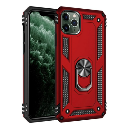 Apple iPhone 11 Pro Max Kılıf Sofya Yüzüklü Silikon Kapak - Kırmızı