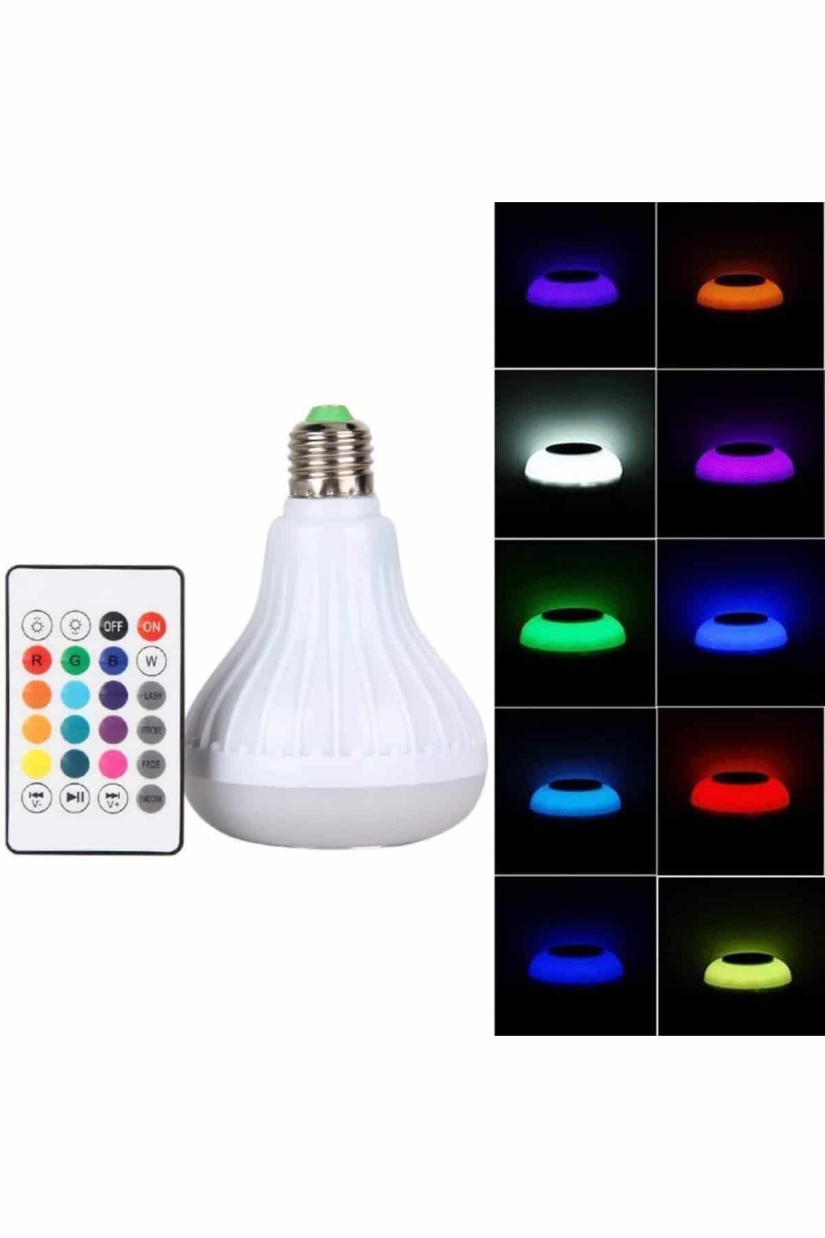 Kumandalı RGB Led Işık Bluetooth Hoparlör Ses Lambası Renkli Ampul