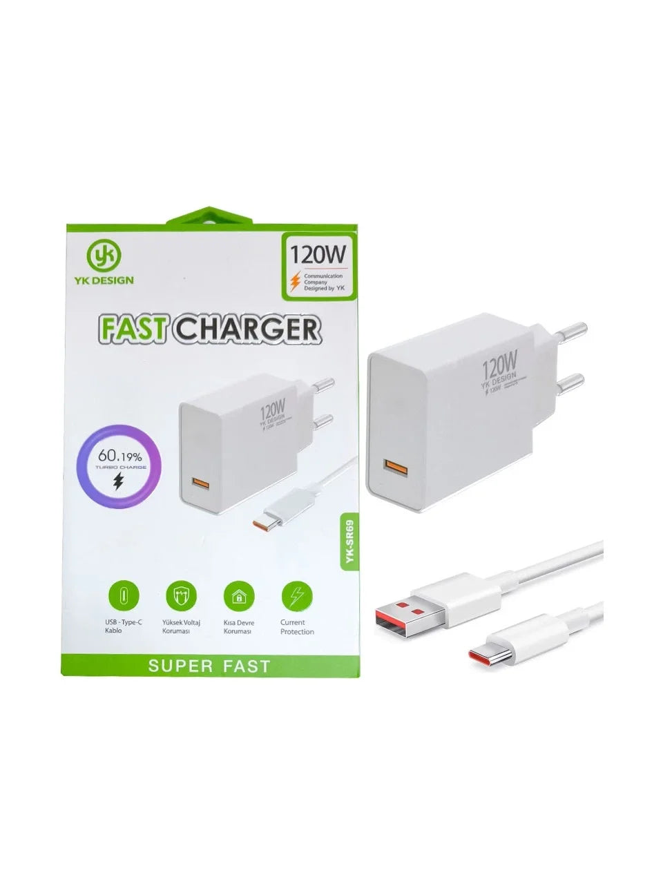 120W Süper Hızlı Şarj Cihazı - USB Type-C (5643)