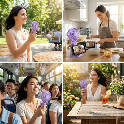 BUFFER® 3 Kademeli Masaüstü ve El Fanı – Telefon Tutuculu, 3 Farklı Değiştirilebilir Halka Tasarımlı Mini Fan MZL37A