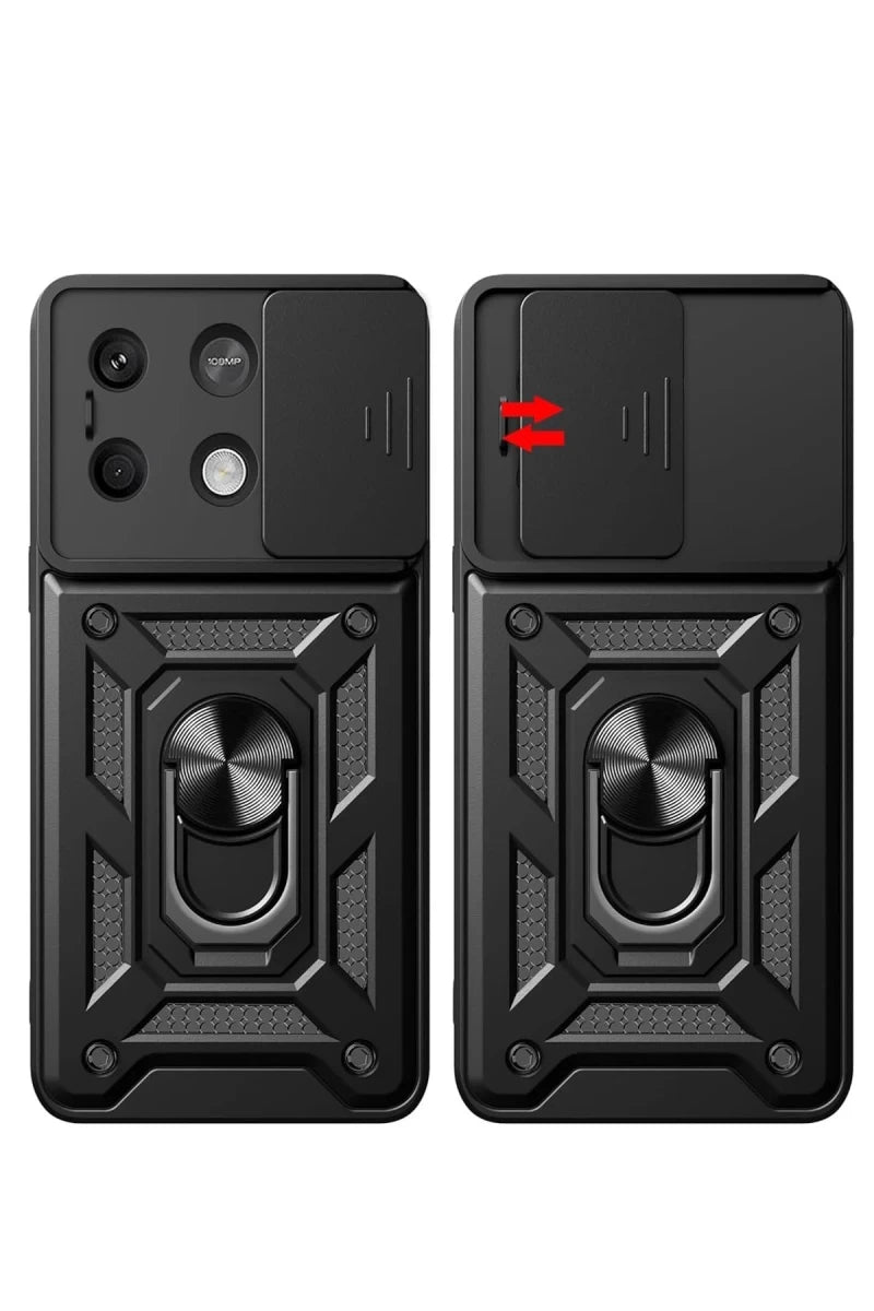 Xiaomi Poco M6 Pro 4G Kılıf Pars Lens Yüzüklü Silikon - Gümüş