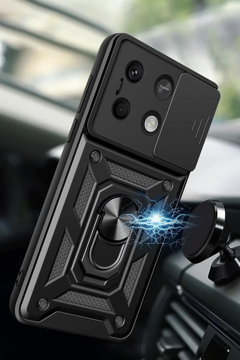 Xiaomi Poco M6 Pro 4G Kılıf Pars Lens Yüzüklü Silikon - Gümüş
