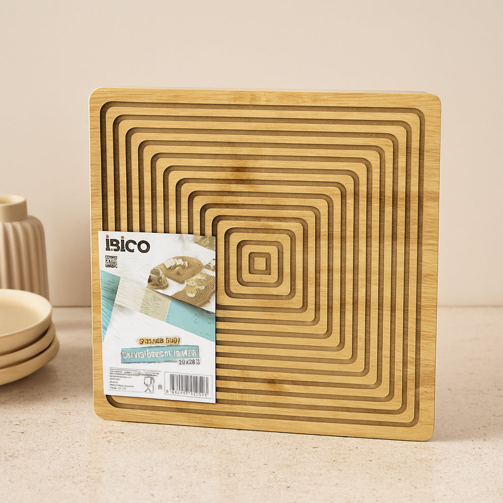 Bambu Servis ve Sunum Tahtası 28x28 cm (Çift Taraflı)