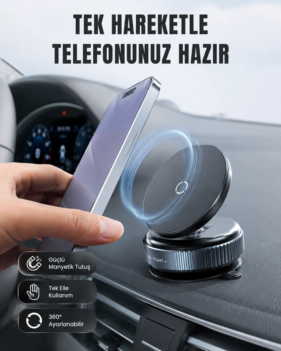 16 Mıknatıslı Araç Telefon Tutucu Kaymaz Ve Güvenli