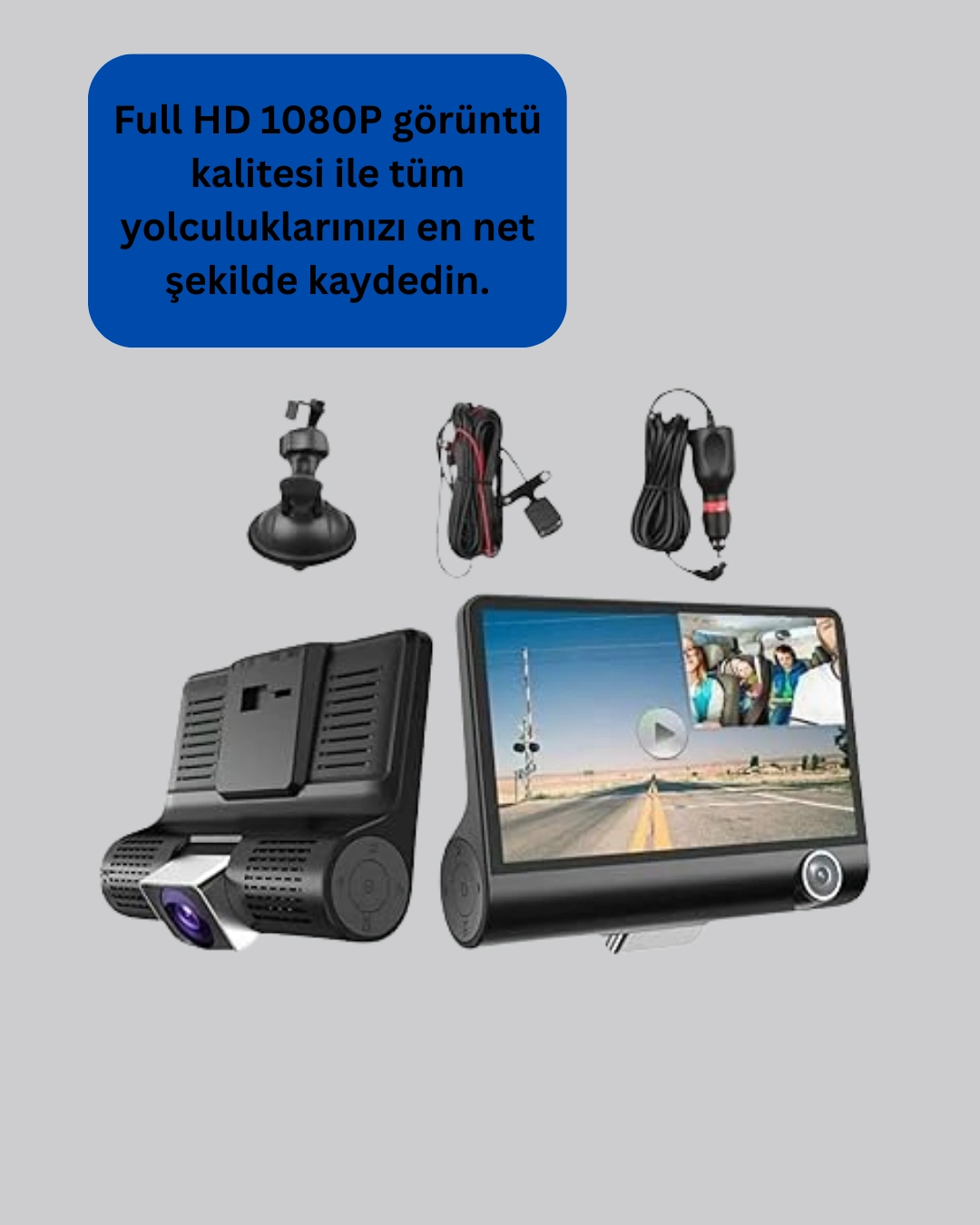 170° Geniş Açılı Araç Kamerası – 4.0” Ips Ekranlı Full Hd Dvr