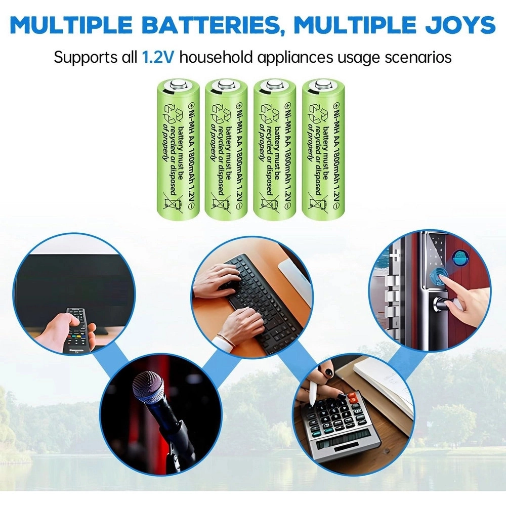 1800 Mah 1.2v Aa Ni-mh Şarj Edilebilir Pil 12 Adet