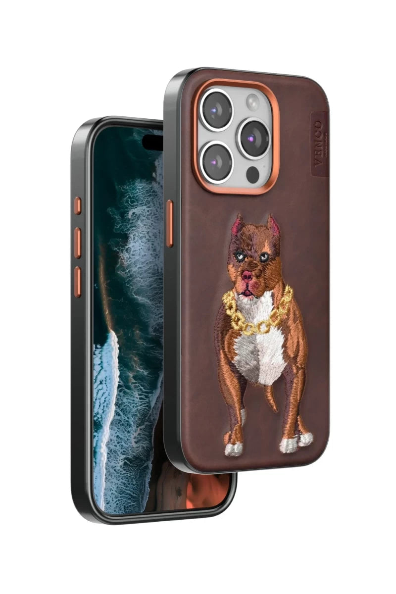 Venco Apple iPhone 14 Pro Max Perma Desenli Kapak - Kahverengi