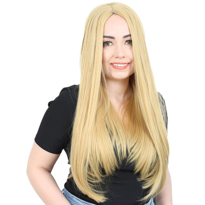 Fiber Sen Uzun Düz Peruk / Sarı