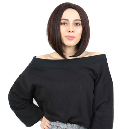 Kahkülsüz Düz Kısa Fiber Sen Peruk / Koyu Kahve