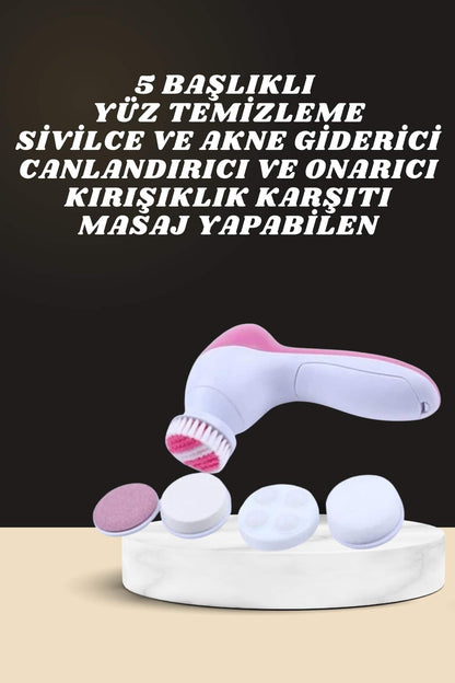 İkili Cilt Bakım Seti 5 Başlıklı Yüz Temizleme ve Masaj Aleti Canlandırıcı ve Onarıcı