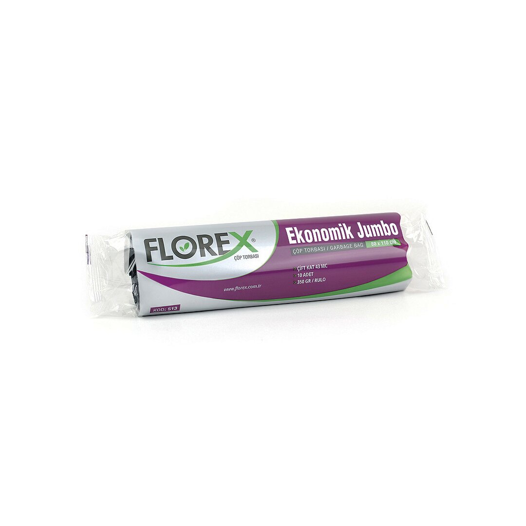 200 ADET FLOREX-513 EKO JUMBO 80X110CM ÇÖP TORBASI 20x10=200 (5643)