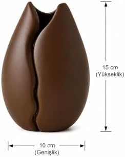 Kahve Çekirdeği Tasarımlı Dekoratif Vazo, Kahverengi, Mat Finish, 15 cm Yükseklik, 10 cm Genişlik, Modern Masaüstü Dekorasyon Objesi | PLA 3D Baskı