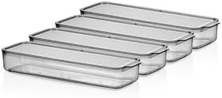 Mina Organizer Plastik Raf, Şeffaf Füme Kapaklı 4 X 750 Ml, Füme