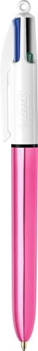 4 Colours Shine Pembe Gövde Tükenmez Kalem 12'li Kutu, 4 Renk (Mavi, Siyah,Yeşil ve Kırmızı), 1.0 mm. Uç