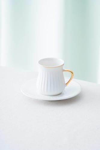 Lena 6 Kişilik Beyaz Kahve Fincanı Takımı - 90 ml