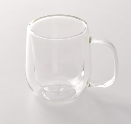Çift Cidarlı Borosilikat Cam Kupa, Kulplu, Şeffaf, 250ml,