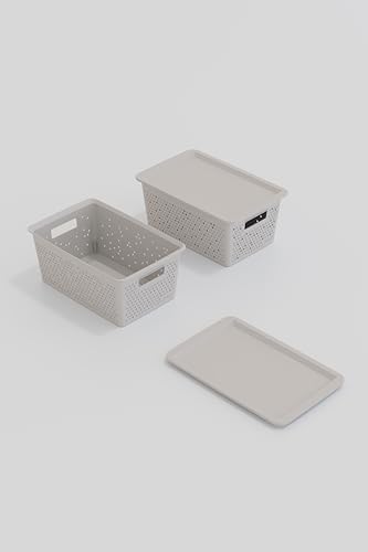 Seul Çok Amaçlı Kapaklı Saklama Kutusu - Şık ve Dekoratif Dolap İçi Organizer Düzenleyici (4 L / 12 L / 20 L Boy Seçenekli) 3 Renk (BEYAZ, 4 LİTRE)