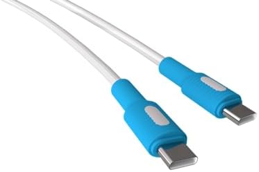 Type C-C Power Delivery Hızlı Şarj Kablosu, Beyaz Kablo, Beyaz/Mavi Uçlar (120 CM)