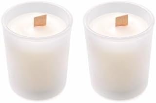 Dekoratif Sandal ağacı Kokulu Ahşap Fitil 40 ml Kutulu Hediyelik Mum Buzlu Şat Bardak 2'li Set Mum