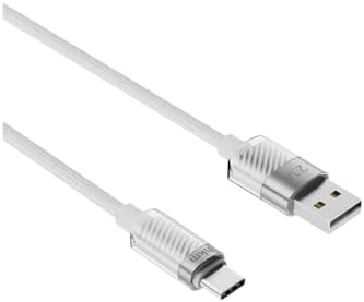 KNIT GLAM 2.1A hızlı şarj destekli, USB-A to Type-C Şarj ve Data Aktarım Kablosu, 1 metre, Beyaz