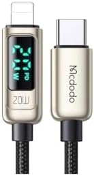 Ca-8811 20W Dijital Göstergeli Type-C To Lightining Pd-Data Şarj Kablosu-Gümüş