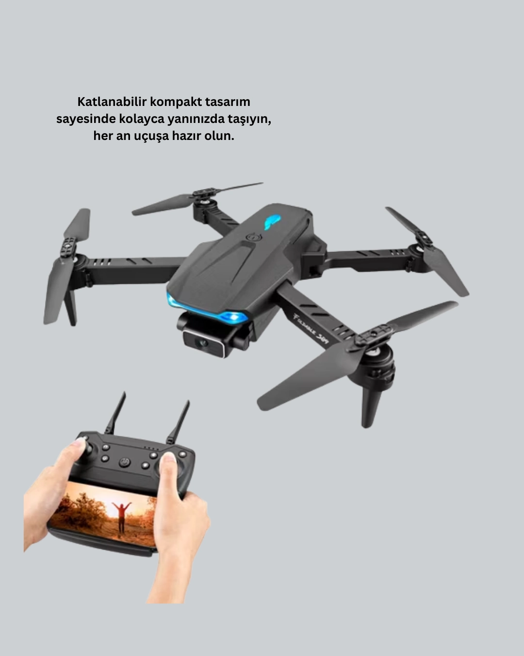 2.4g 4ch Katlanabilir Drone 100 Metre Uçuş Mesafeli