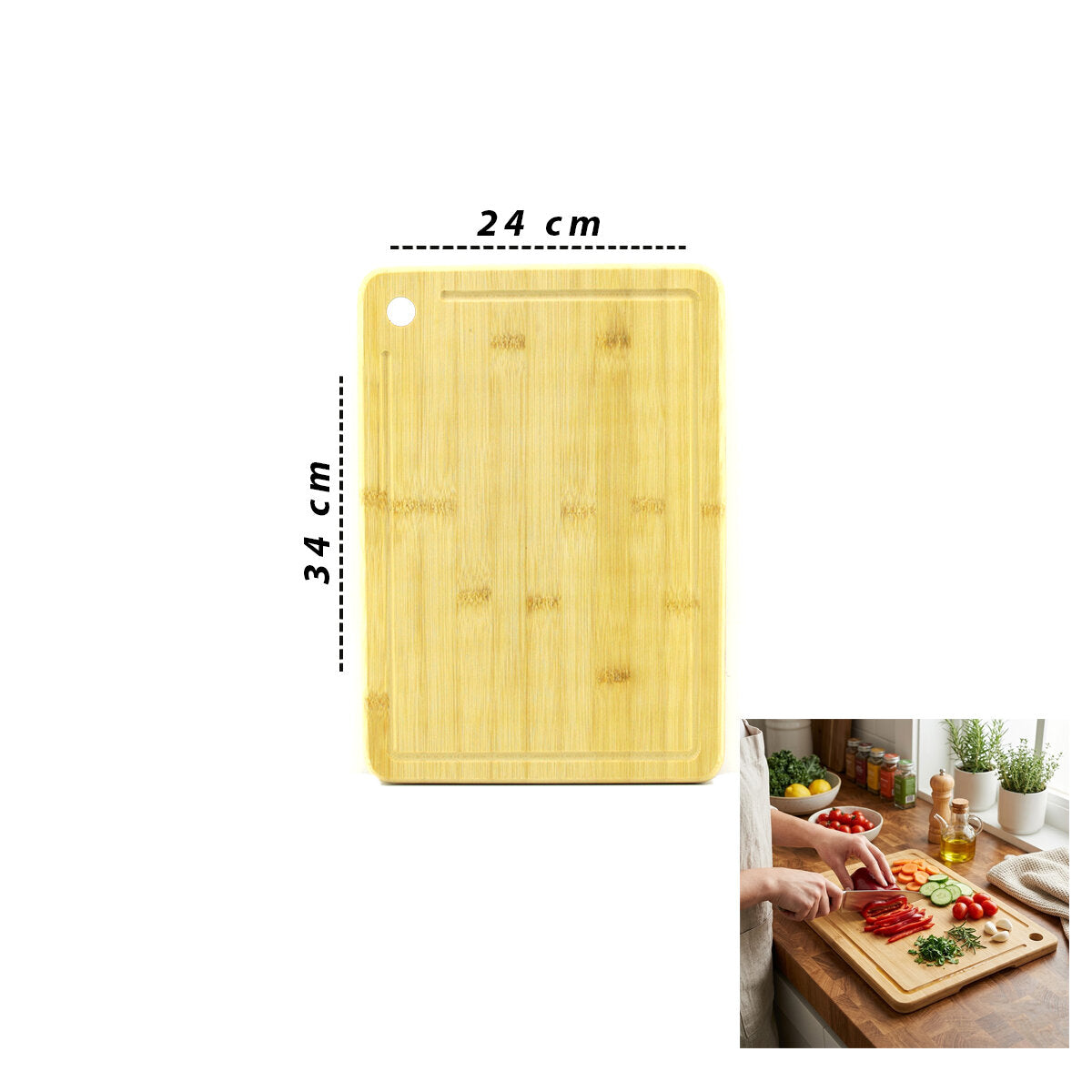 24X34X1.8CM AHŞAP BAMBU KESİM PANOSU - KESME TAHTASI (5643)