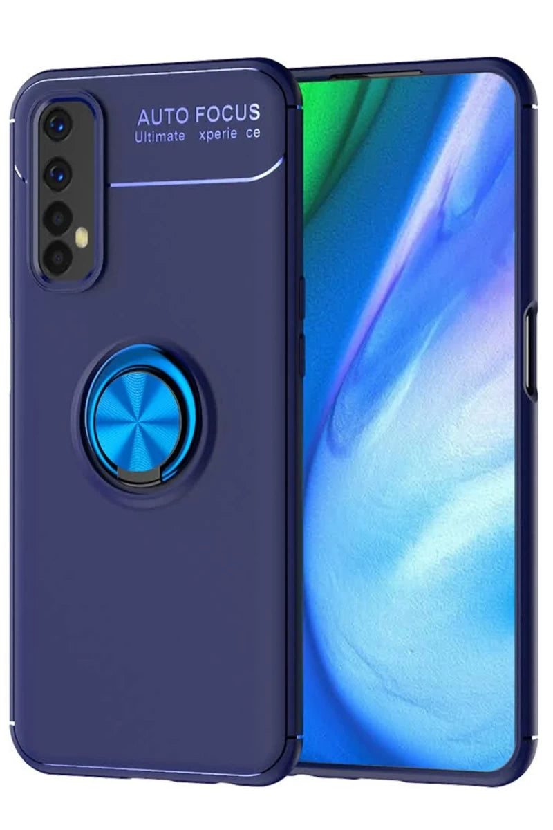 Realme 7 Kılıf Range Yüzüklü Silikon - Mavi