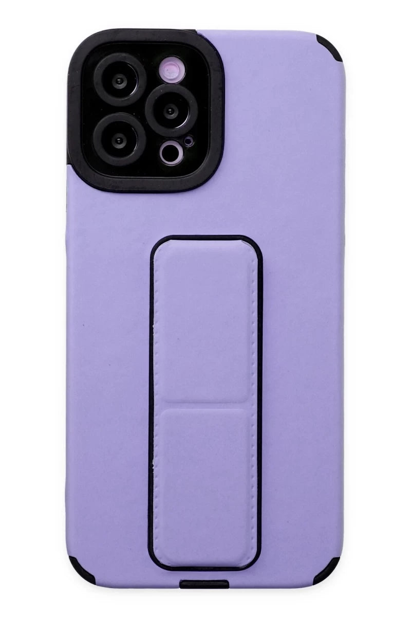 Apple iPhone 12 Pro Max Kılıf Mega Standlı Silikon - Lila