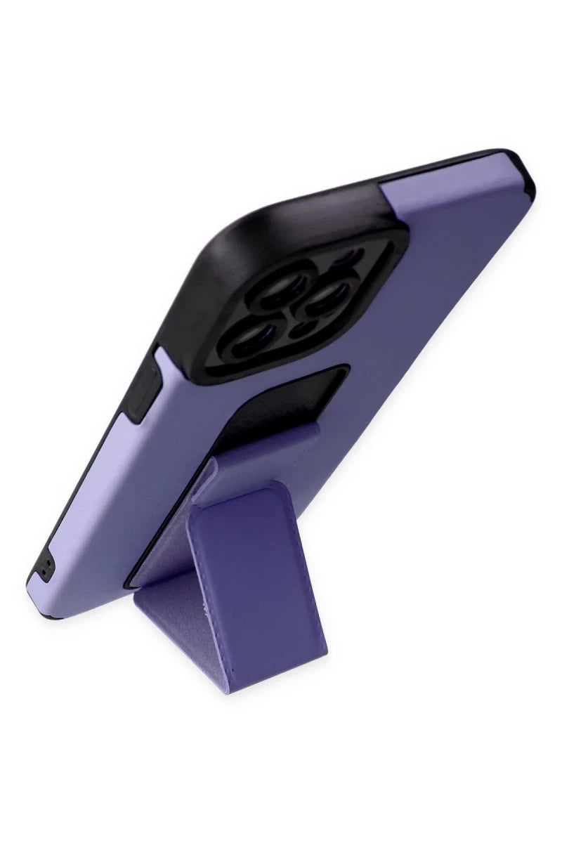 Apple iPhone 12 Pro Max Kılıf Mega Standlı Silikon - Lila