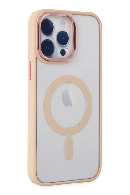 Apple iPhone 14 Pro Max Kılıf Room Magneticsafe Silikon - Pudra