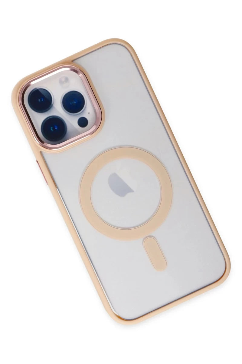 Apple iPhone 14 Pro Max Kılıf Room Magneticsafe Silikon - Pudra