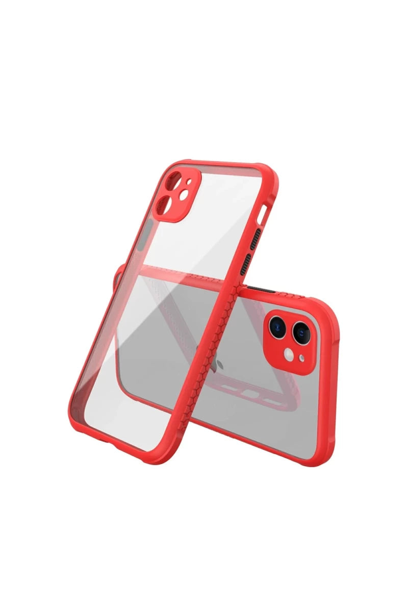 Apple iPhone 12 Mini Kılıf Miami Şeffaf Silikon - Kırmızı