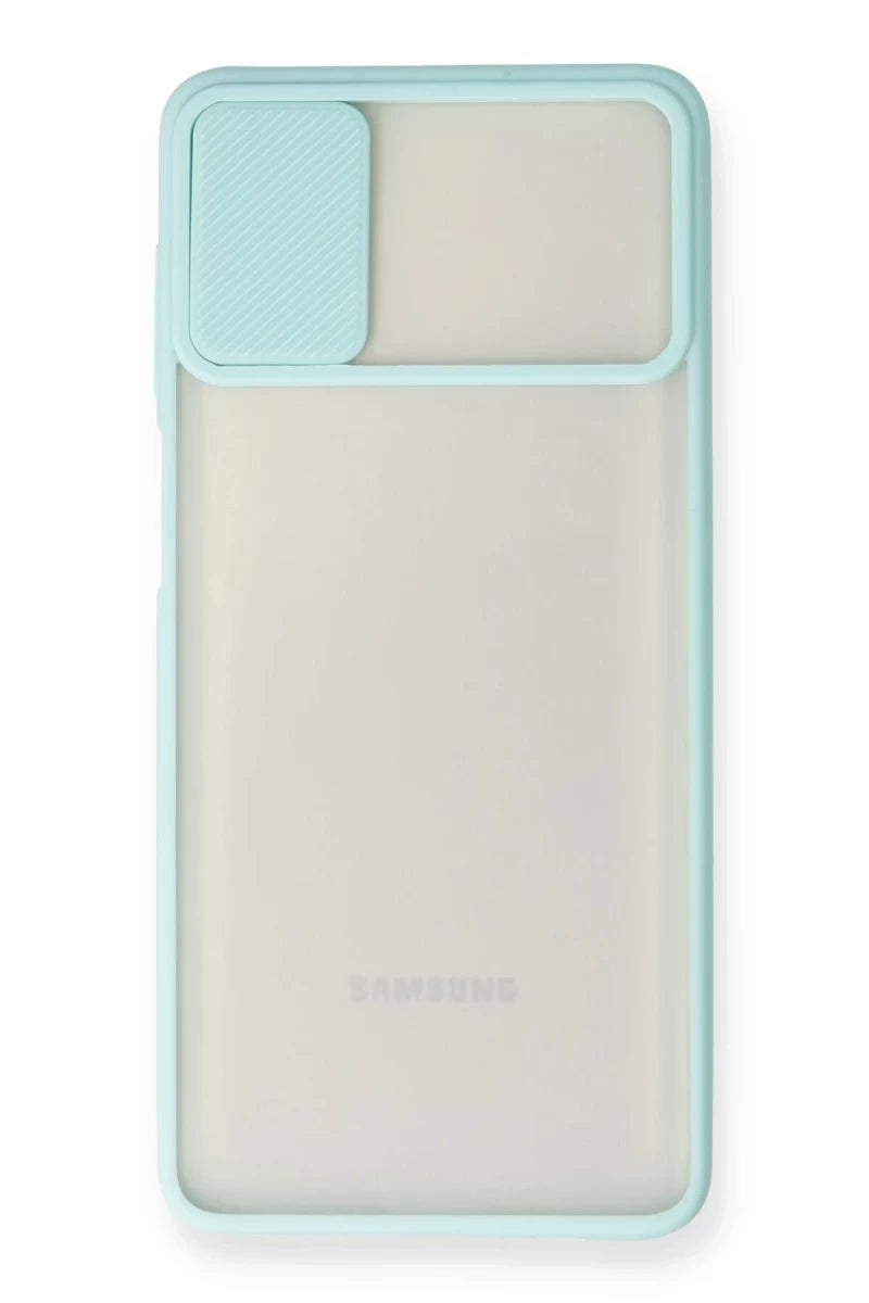 Samsung Galaxy M51 Kılıf Palm Buzlu Kamera Sürgülü Silikon - Turkuaz